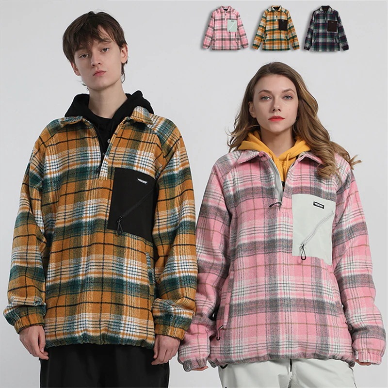 スノーボード ウェア プルオーバー ジャケット 単品 メンズ レディース スノーウェア スキーウェア スノボ チェック柄 防風防水防雪防寒保温通気 耐摩擦 韓国 Snowboardwear 10,291円