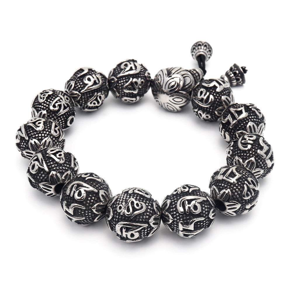 ステンレス 梵字 数珠ブレスレット [b581-17mm]