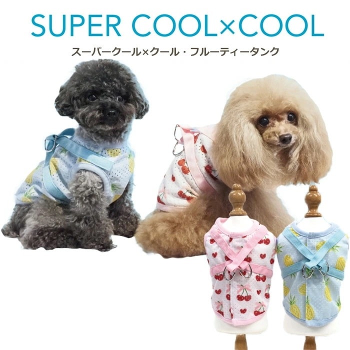 スーパークール×クール・フルーティーハーネス クークチュール 犬用 ウェア夏用 小型犬 中型犬 シニア犬 日本製 1メ-2運 7322 【T】