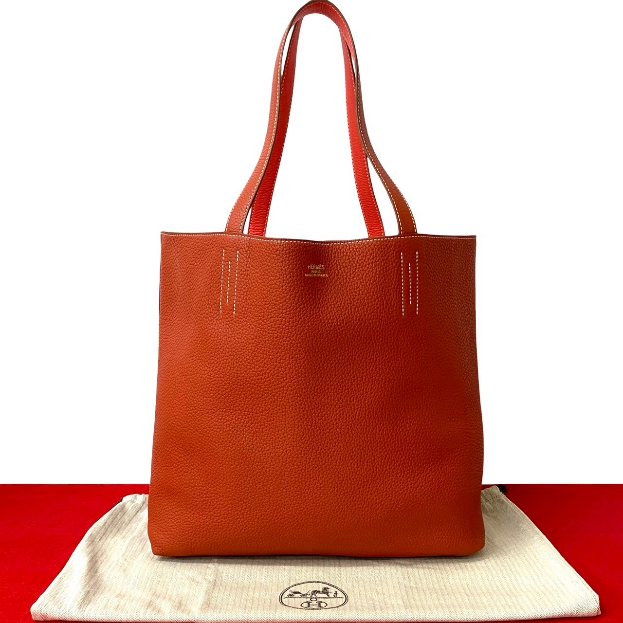 ヴィンテージ ドゥブルセンス 45トートバッグ トリヨンクレマンス オレンジ a13-7