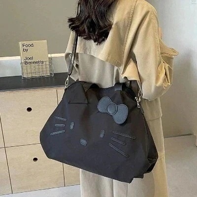 メガ割大容量短距離旅行バッグキティ出張手荷物バッグカジュアルトートバッグショルダーバッグキャリーケース付きハンドバッグ