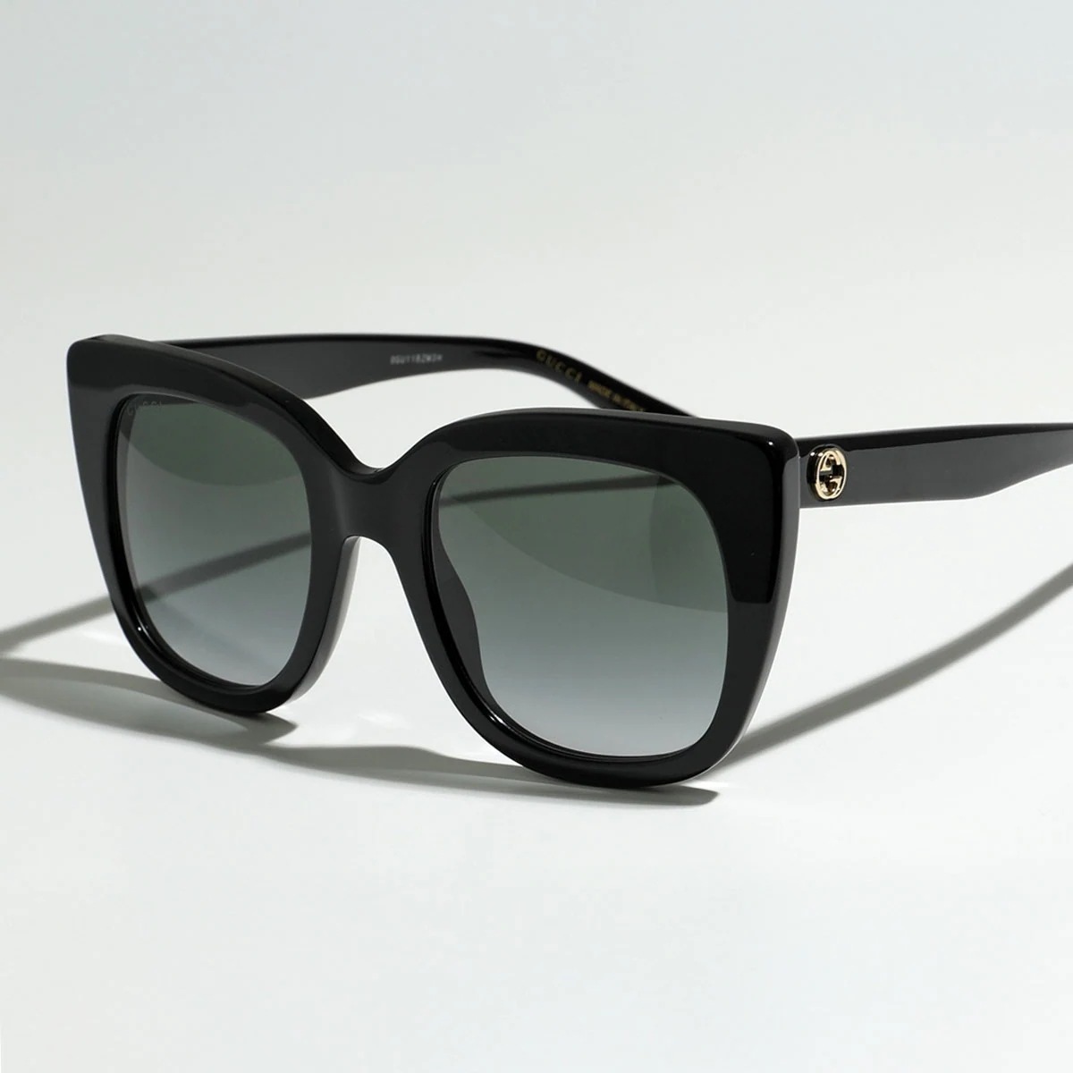 GUCCI グッチ サングラス GG0163SN レディース ウェリントン型 スクエア GGメタルロゴ ダブルG Bee ビーメガネ 眼鏡 アイウェア 001/BLACK-BLACK-GREY