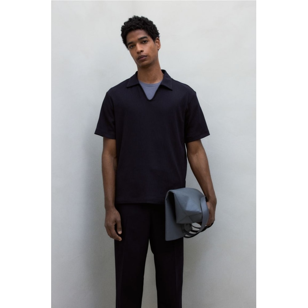 H&M カラー T シャツレギュラーフィットネイビーブルー