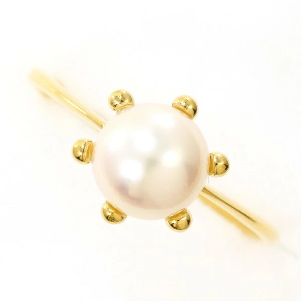 K18 18金 YG リング 10.5号 パール 約5.5mm ジュエリー 中古