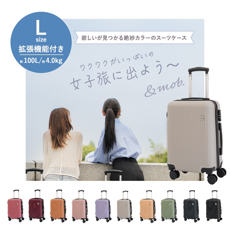 スーツケース キャリーケース キャリーバッグ Lサイズ 4泊8泊 100L 縦型 くすみカラー 拡張機能 TSAロック ダイヤル式ロック マチ拡張 軽量 静音 海外 国内 旅行