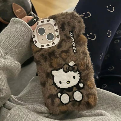 iPhone14ケース☆スマホケース☆キティちゃん風☆韓国☆ヒョウ柄