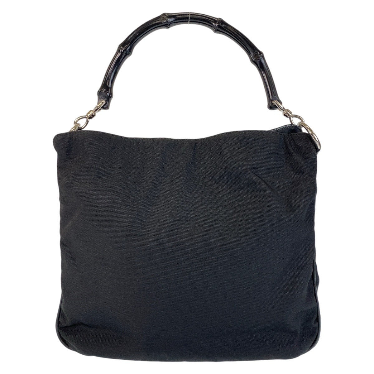 美品 バンブー ブラック 黒 シルバー金具 ナイロン/バンブー 001 1638 ハンドバッグ レディース 410357