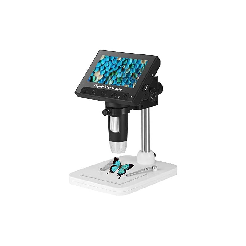 leanking デジタル顕微鏡 マイクロスコープ 最大1000倍率 WIN7/10対応 720P画面 360万画素 日本語システム 4.3インチ 液晶 USB 充電式 昇降スタンド式 テレビ/PCモ