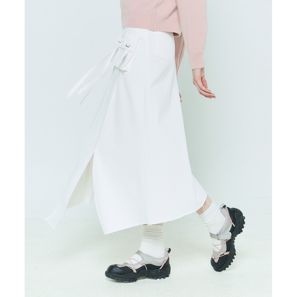 LARTIGENT L6ポケットスリットスカート(ホワイト)