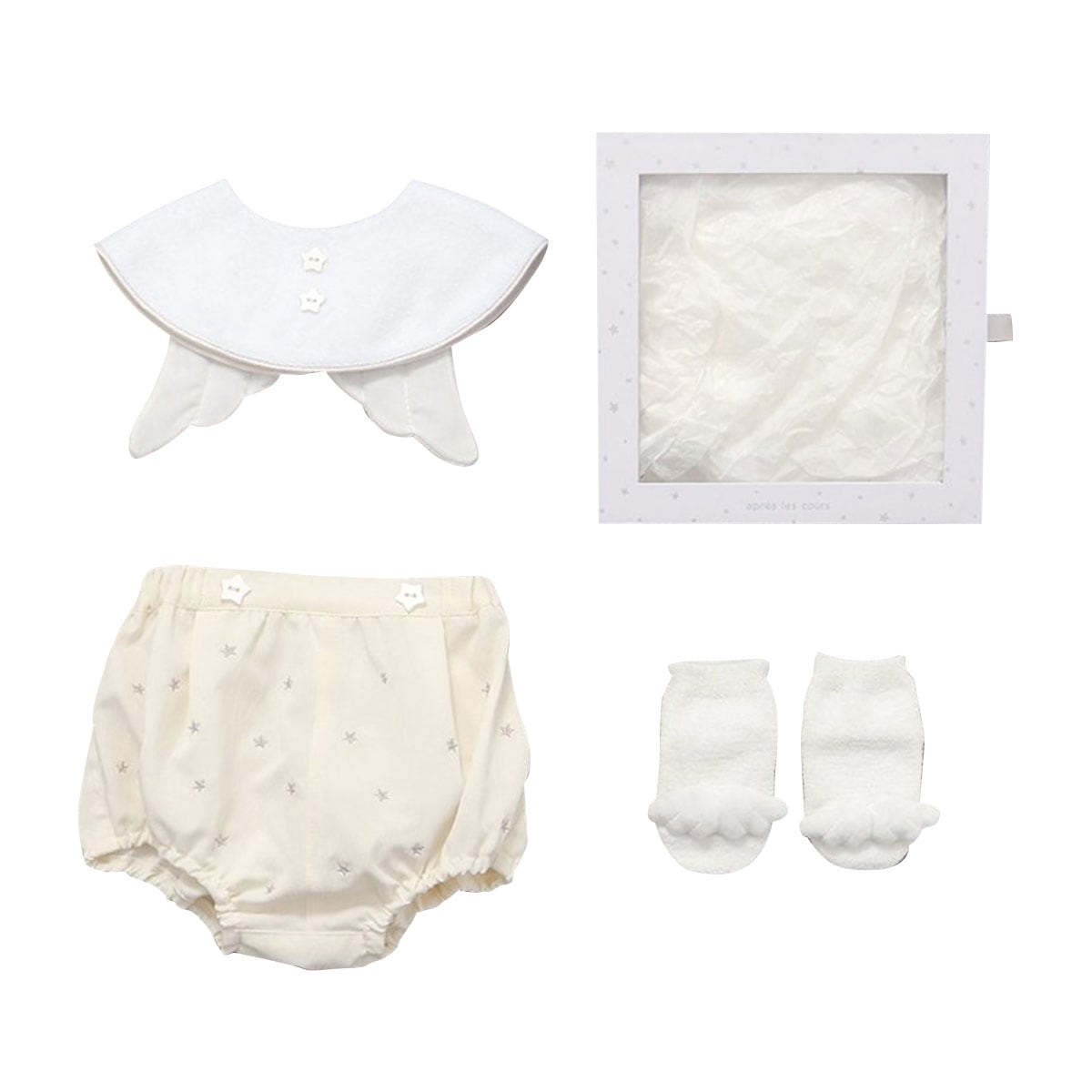 Baby Gift Box 天使の羽セット ベビー服 女の子 男の子 おしゃれ 70 ブルマ スタイ ソックス 靴下 セット 赤ちゃん 衣類 子供服 記念撮影 6か月 V440935