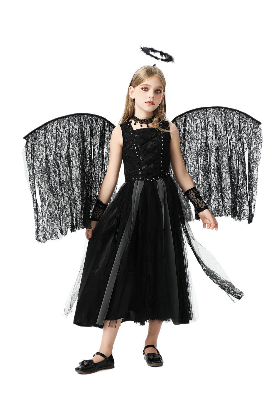 2025ハロウィン子供用コスチューム天使悪魔欧米の女の子コスナイトエルフ子供服パフォーマンスドレス