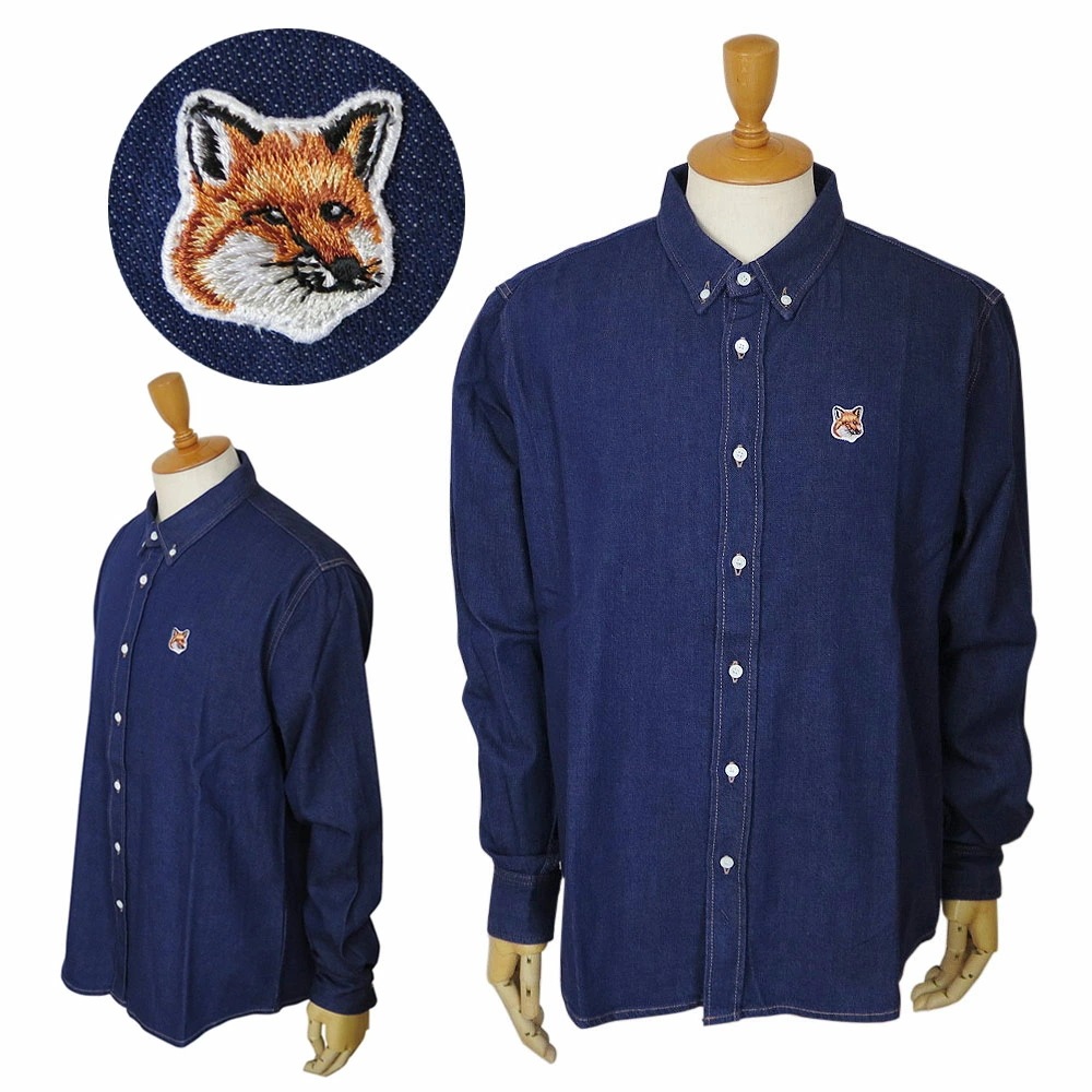 シャツ 長袖 メンズ LM00401WW0084 P470 インスティテューショナル フォックスヘッド パッチ ボタンダウン カジュアル シャツ インディゴ 33,741円