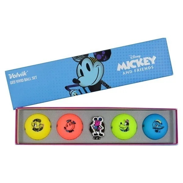 ミッキーフレンズ ビビッド ゴルフボール ボール3ピース4種 + ボールマーカーセット