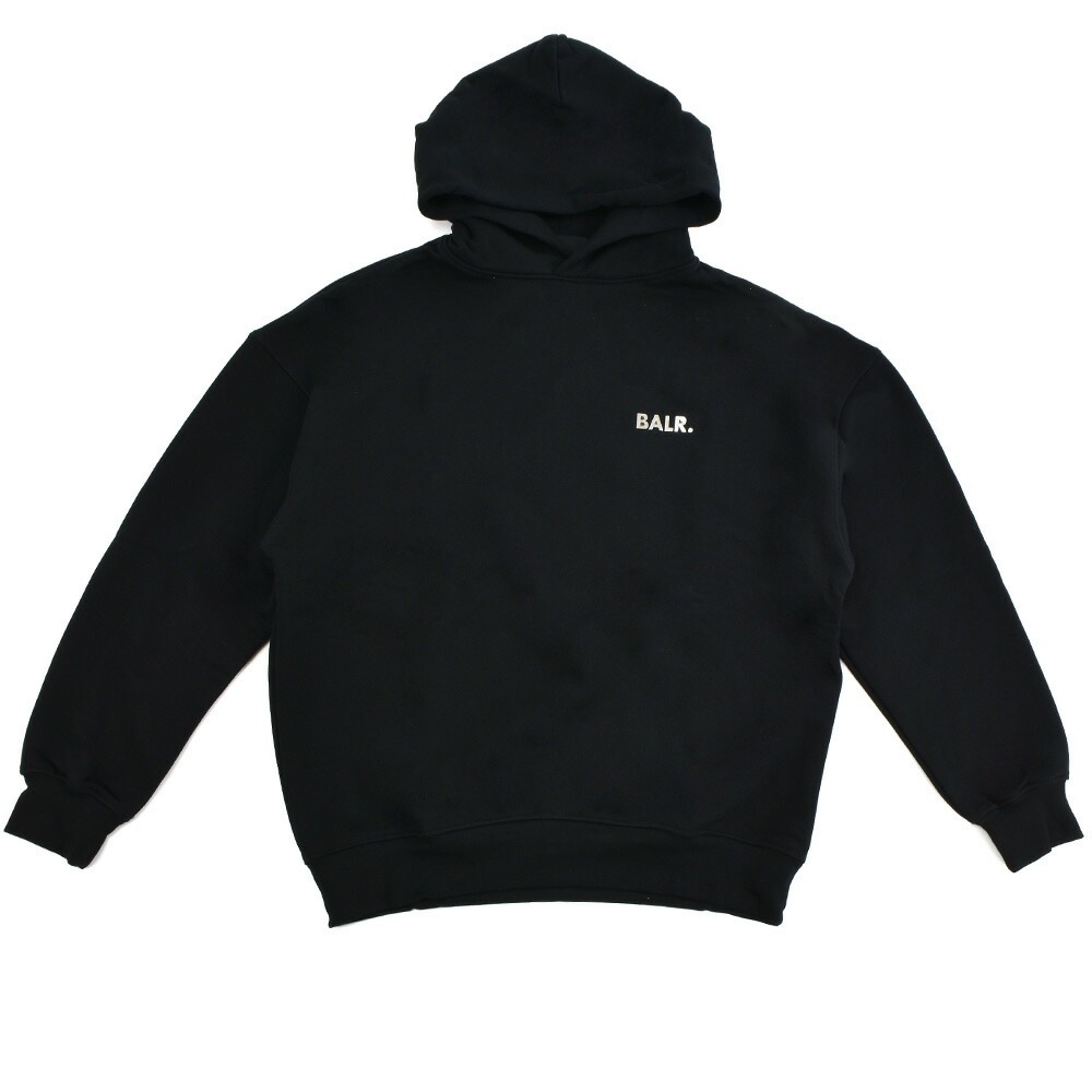 ボーラー パーカー メンズ フーディー プルオーバーパーカー バックプリント ブラック 黒 BALR. JOEY BOX SATIN HOODIE【b12611049blk】