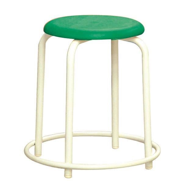 スタッキング スツール (外リング付き 同色5脚セット グリーン×ミルキーホワイト) RP-3W 幅45.8cm 日本製