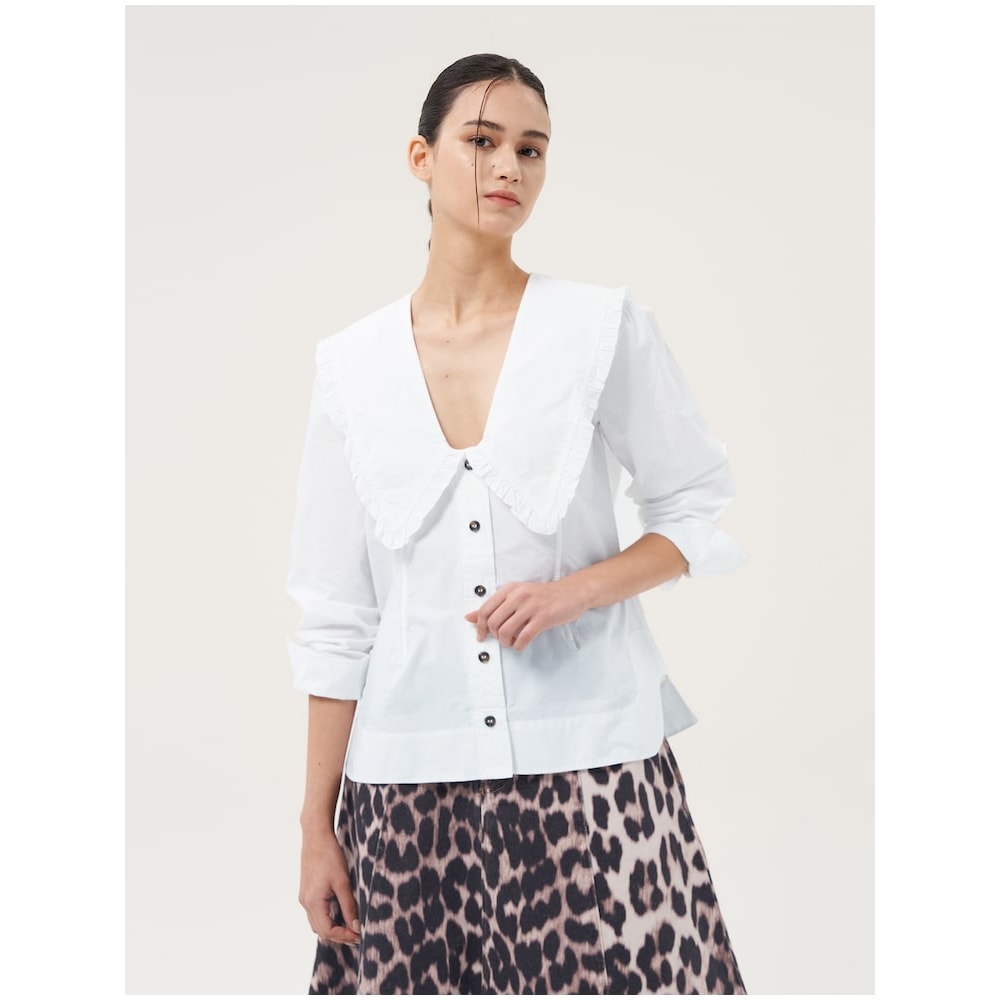 ギャニ セレブリティウェア Vネックシャツ-ホワイト QN3164R031