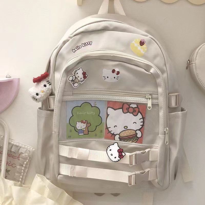 バックパックリュックサックバックパックリュックサックサンリオバックパックリュックサック日本系の柔らかい妹のかわいいキャンパスのケイティのカバンの中学生のファスナーの学生の大