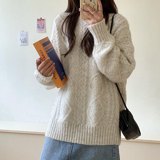クラシカニットトップスニットセーター厚手ニットニットセーター厚手ニットレトロ長袖厚手ニット長袖ニットセーター長袖セーターニット
