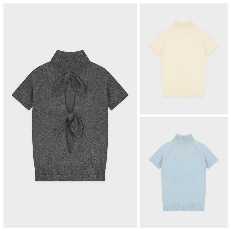 【SINOON】 RABBIT TIE HALF SLEEVE TURTLENECK KNIT : 3COLORS 14,800円