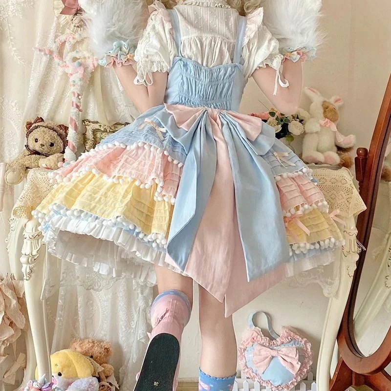 ロリータスイートハートマカロンアイスクリームカラーキャンディカラーロリータケーキスカートスイートセグメントタイプ 6,121円