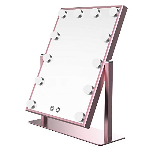 色：ピンク サイズ：1個 (x 1) Wonstart 女優ミラー 化粧鏡 12個led電球付 2色