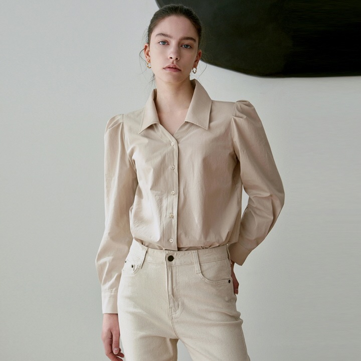 PLACKET PUFF SHIRT_SAND BEIGE