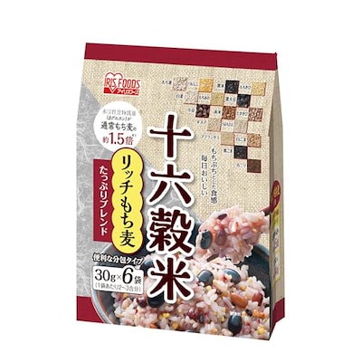 他サイト： アイリスオーヤマ 雑穀米 十六穀米 個包装 分包タイプ リッチもち麦たっぷりブレンド 180g(30g×6袋)の商品画像
