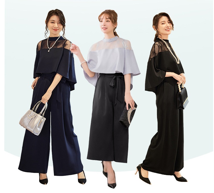 パンツスーツ レディース 入学式 入園式 卒業式 ママ 服 母 黒 セットアップ レース 卒園式 結婚式 体型カバー 七五三 お宮参り おしゃれ