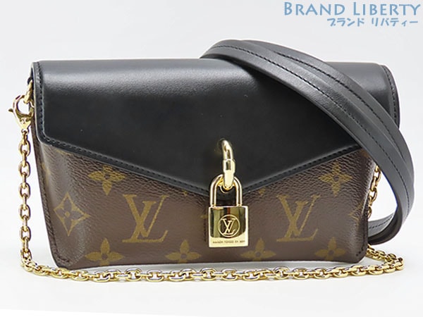 超美品ルイヴィトンモノグラムパドロックオンストラップ2WAYチェーンショルダーバッグウエストバッグブラックM80559