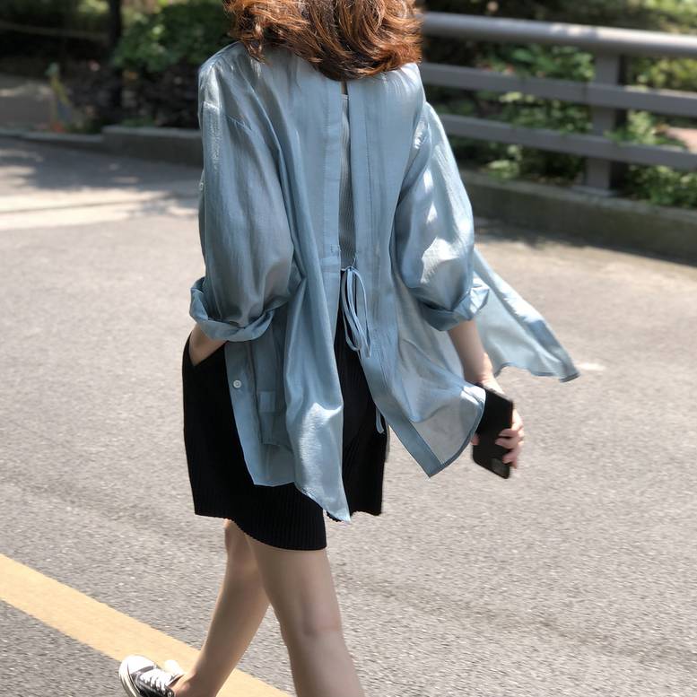 4color レディース バックオープンシアーシャツ トップス シャツ ブラウス 白シャツ 白トップ