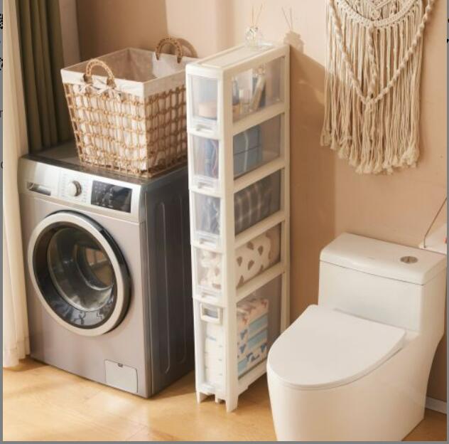 5段隙間収納 ロータイプ キッチン ラック スライド式 キャスター付き 可動棚 キッチン収納 すき間収納 ストッカー キッチンラック キッチンワゴン 棚 スリム 冷蔵庫横 洗面所 脱衣所 引き出し