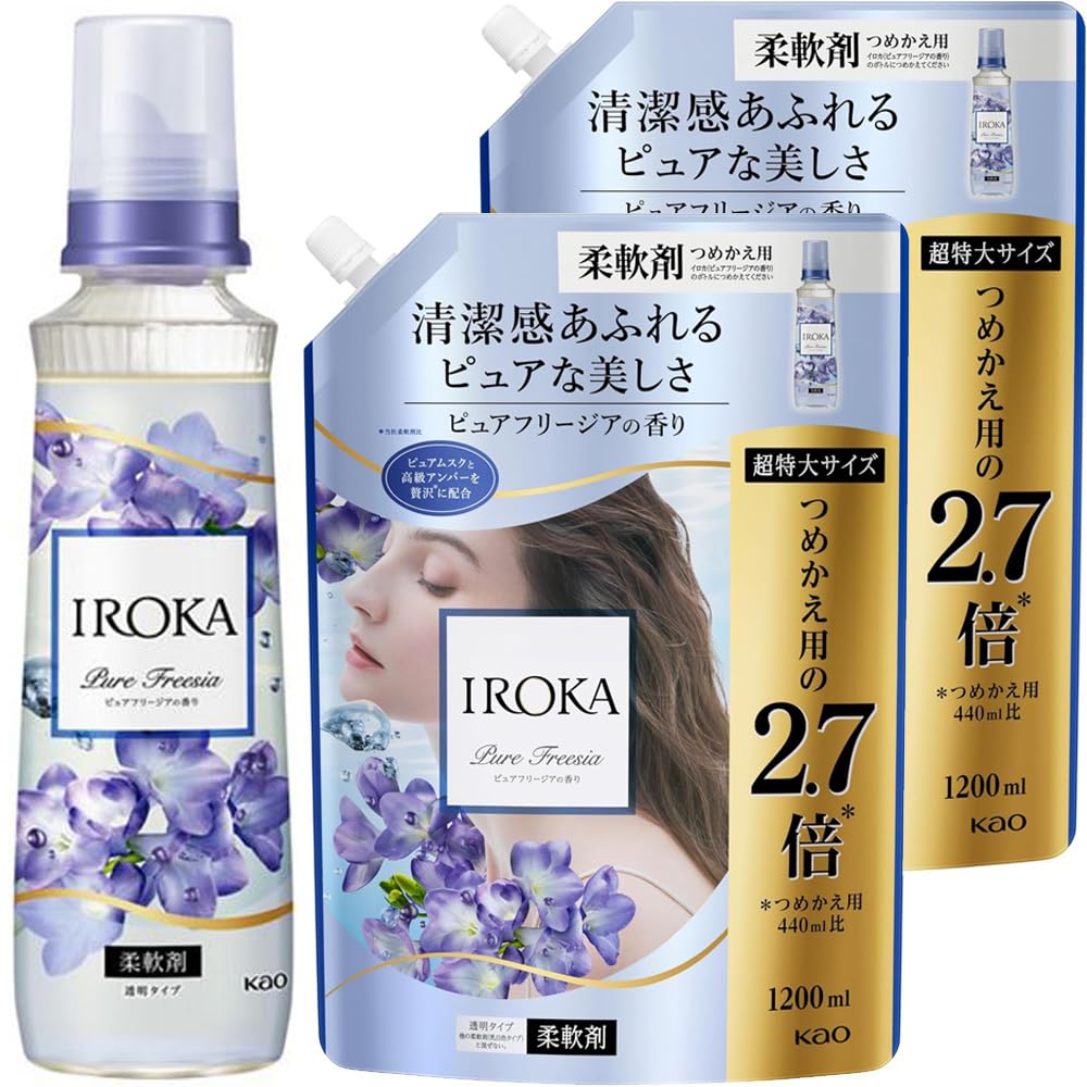 【セット商品】 IROKA フレアフレグランス ピュアフリージアの香り 本体 540ml + つめかえ 1200ml ×2個セット