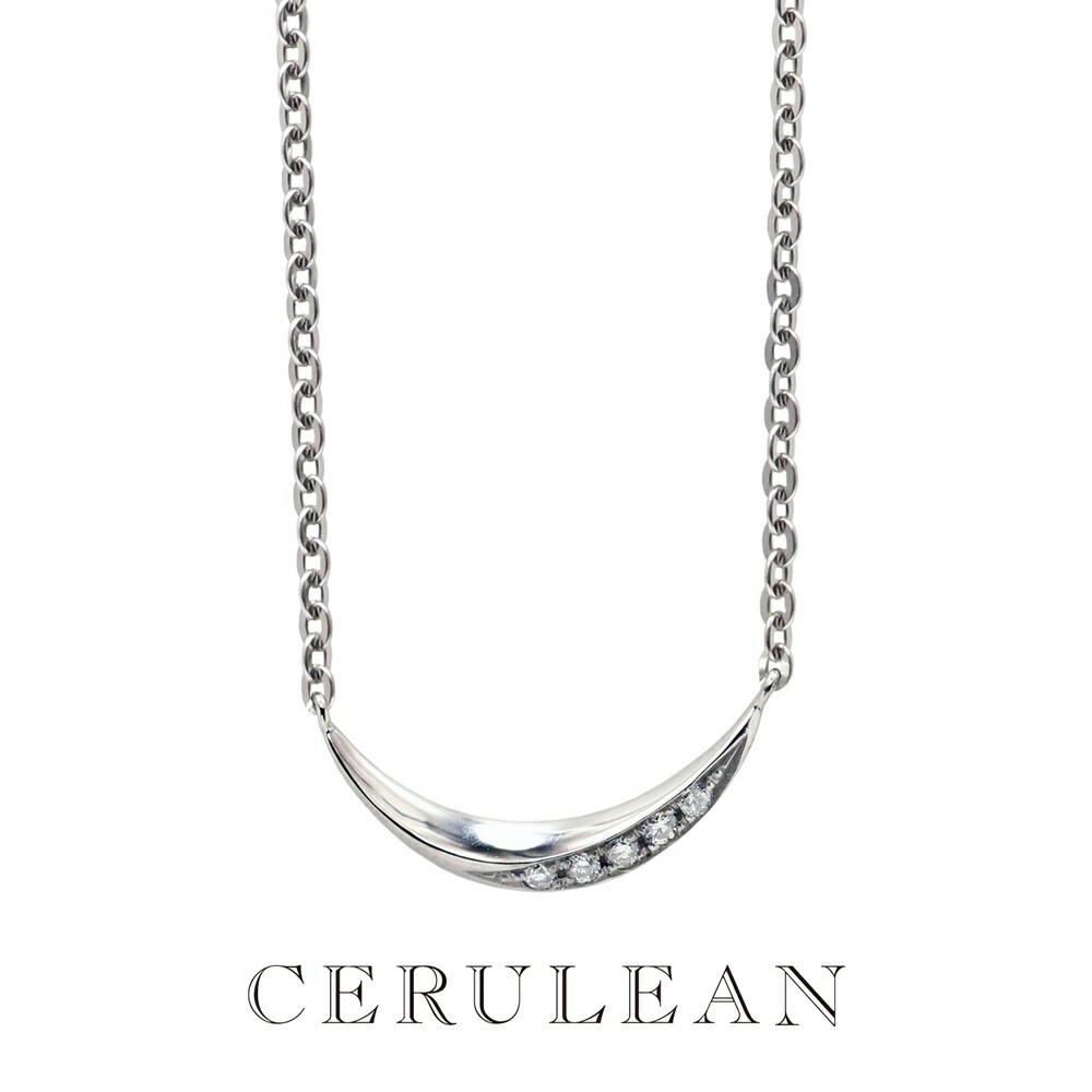 CERULEAN セルリアン ネックレス ムーンモチーフ レディース ダイヤモンド 0.05ct 日本製 ダイヤ シンプル サージカルステンレス アレルギー対応 誕生日 彼女 妻 結婚記念日 ギフト