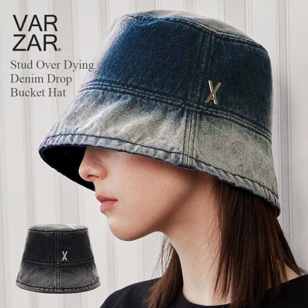 韓国 帽子 バケットハット 深め 小顔効果 顔が見えづらい 紫外線対策 レディース メンズ 人気 ファッション [ VA Stud Over Dying Denim Drop