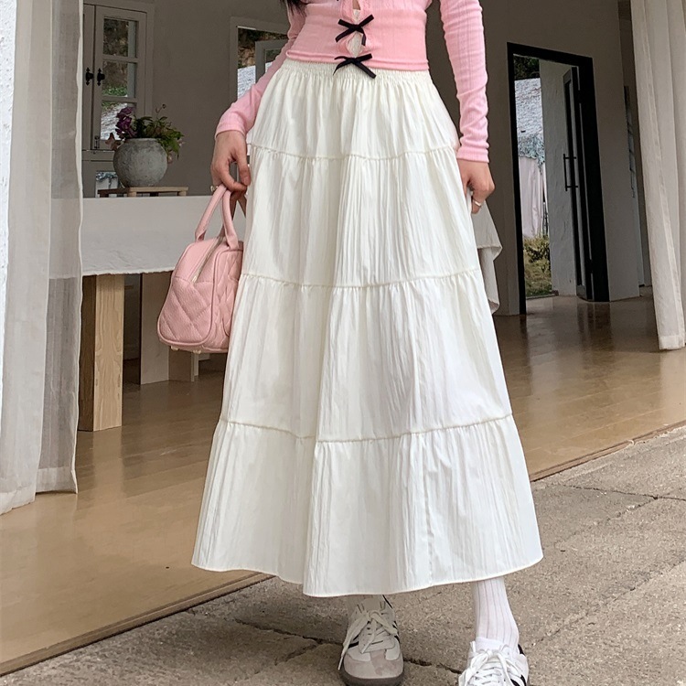 レディース スカート ボトムス フレア ティアード ロング Aライン 切り替え 裾ワイド ハイウエスト ウエストゴム 薄手 かわいい 大人可愛い きれいめ シンプル カジュアル おしゃれ こなれ感