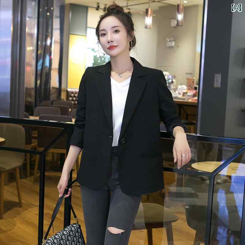 ビジネス　スーツ　ジャケット 女性用 スモール スーツ ジャケット 2025 春秋 トップス カジュアル ブラック