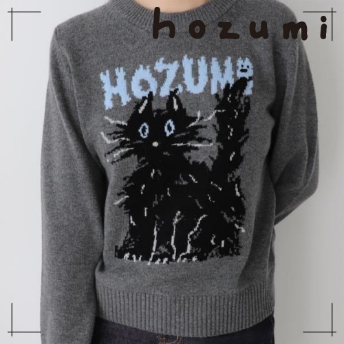 hozumi カシミアニット fuzzy cat cashmere knit (grey) 韓国雑貨 可愛い インテリア