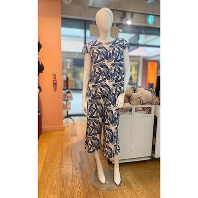 [坡州店] 綿レーヨン混紡 葉っぱ捺染 女性ホームウェアセット EZ6065W