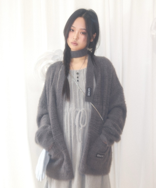 【AS"ON】 LUCA TIE CARDIGAN / CHARCOAL 正規品