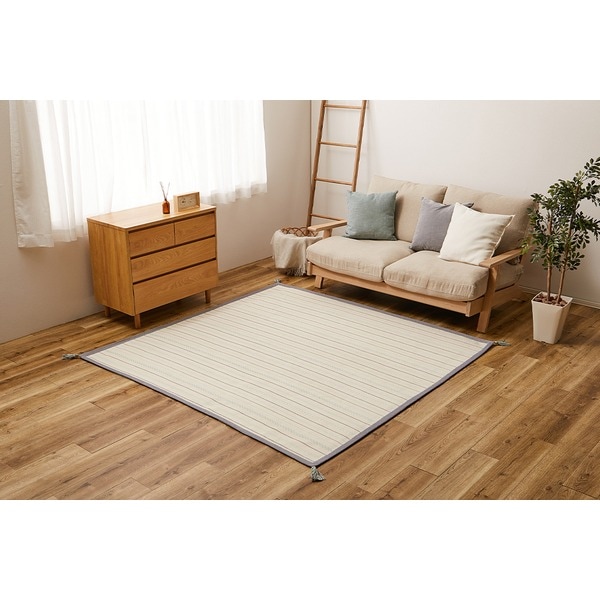 ラグマット 絨毯 約185x185cm ブルー 薄手 洗える 綿100% ホットカーペット対応 インド綿ラグ リビング ダイニング
