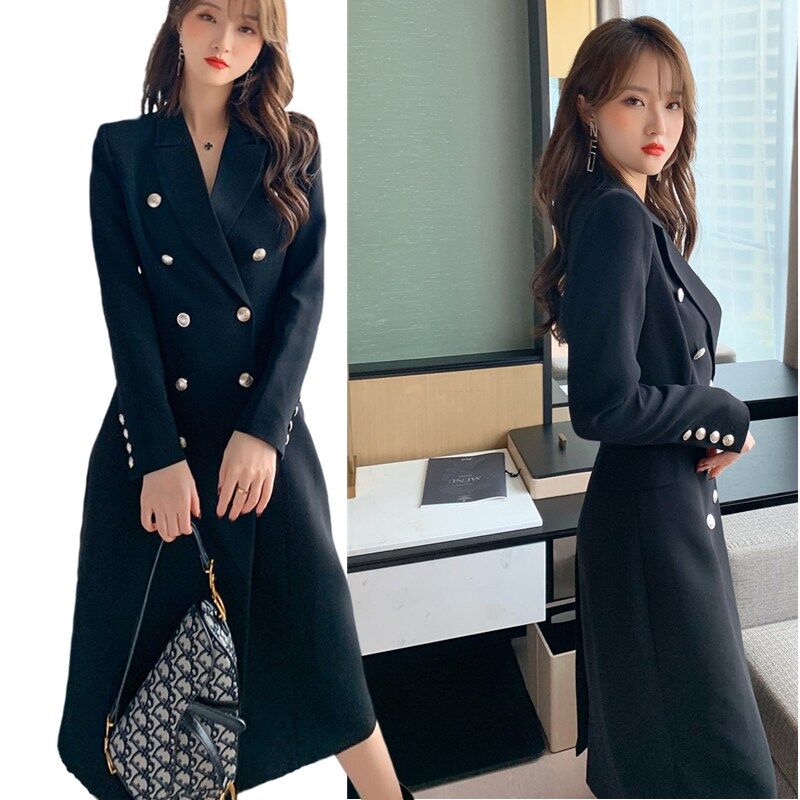 【JY.上品】 ロング丈 チェスターコート ダブルブレスト 秋 通勤 ワンピ風 ロングスーツコート トレンチコート フォーマル 同窓会 披露宴 卒業式 結婚式 演奏会 パーティー メガ割