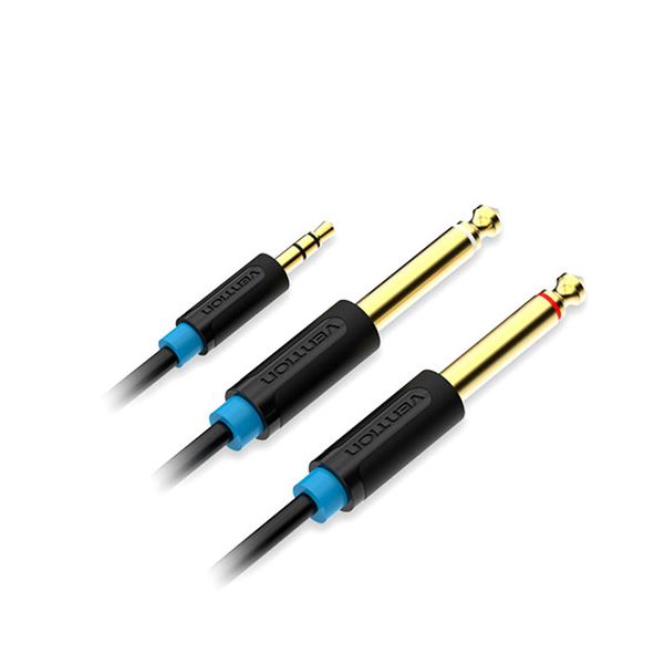 [5本セット] VENTION 3.5mm Male to 2*6.5mm Male オーディオケーブル 3m ブラック BA-5442X5