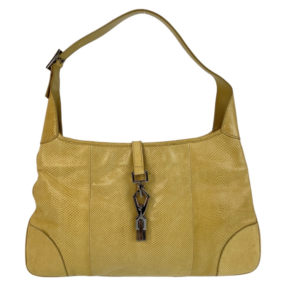 美品 ジャッキー ベージュ パイソン 28628 ショルダーバッグ レディース 410511