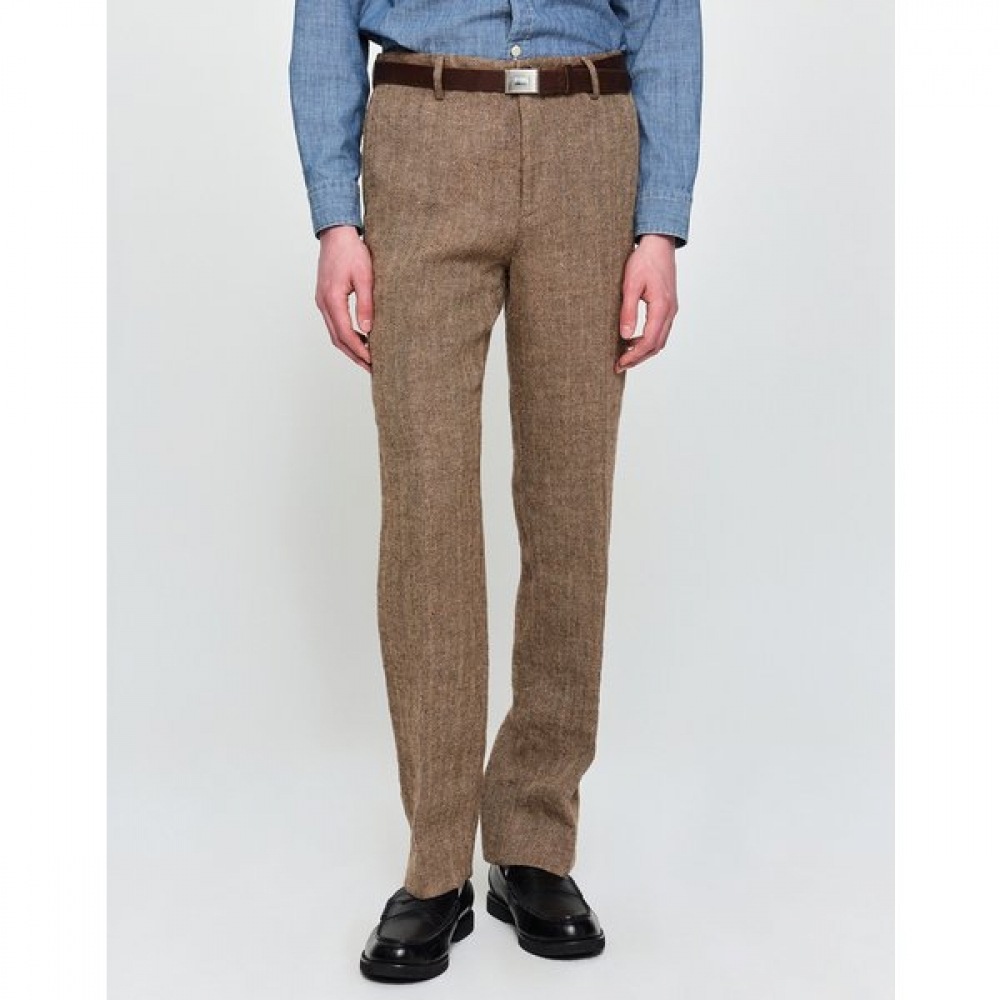 [25SS] [コレクション] ブラウンリネンヘリンボーンセットアップパンツHZPA5B703W2
