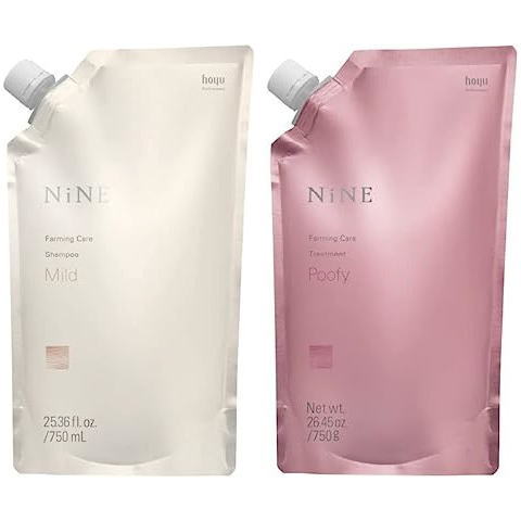 【送料無料】 ホーユー hoyu ／ NiNE ナイン ファーミングケア シャンプー 750ml ＆ トリートメント ( プーフィ ) 750g 詰替え パウチ セット