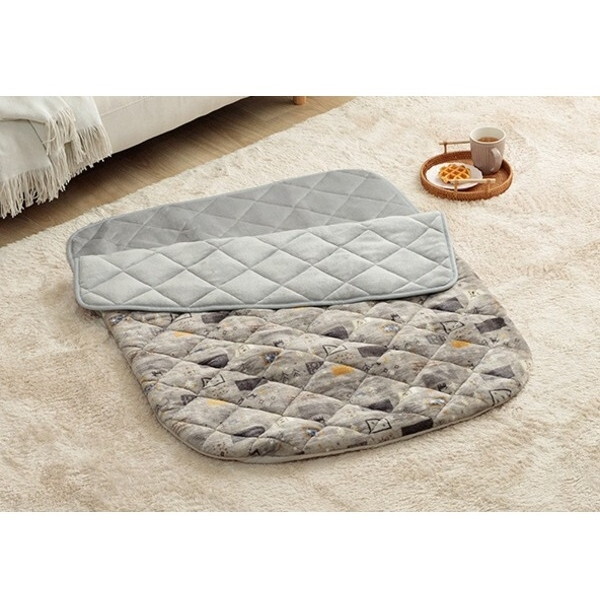 1171980135199 あったかグッズ ポケットこたつ ごろ寝 クッション性 ギャベ柄 グレー 約90×120cm