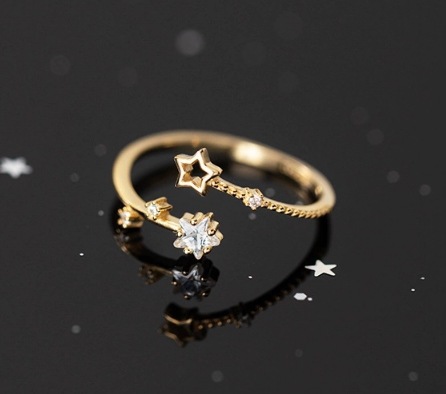 アクセサリー 指輪 デザインリング ジュエリー オープンリング レディース 調節可能 かわいい 大人可愛い きれいめ 上品 おしゃれ エレガント キュート 華やか 高級感 星 ダイヤモンド