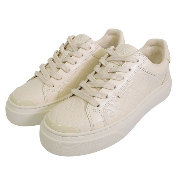 トリーバーチ 靴 レディース スニーカー アウトレット 22.5cm レザー アイボリー T MONOGRAM LADYBUG SNEAKER 161489-250225 TORY BURCH