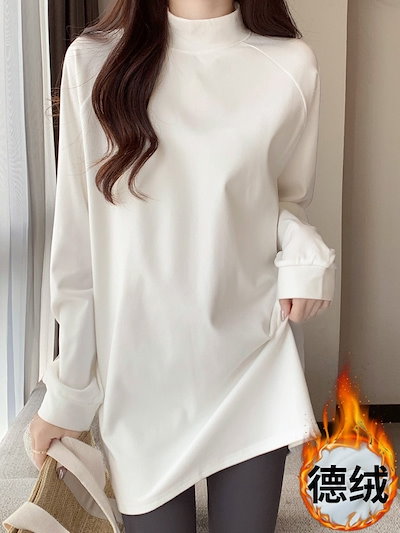 89Kハーフハイネック長袖Tシャツレディースミディアムロングカチlオンあったかインナーボトムシャツ 53,999円