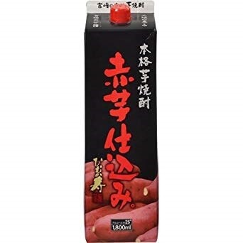 2ケース単位送料無料いも焼酎赤芋仕込みひむか寿25度パック1800m12本黒麹仕込みメーカー宮崎県：寿海酒造(株)